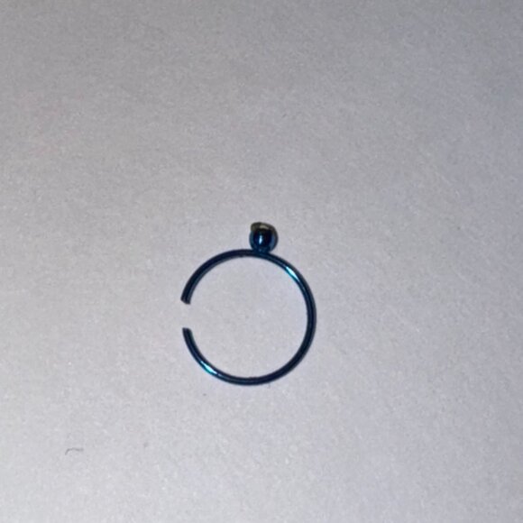 Blue 22 Gauge Titanium Plated Hoop Nose Ring - Picture 6 of 8